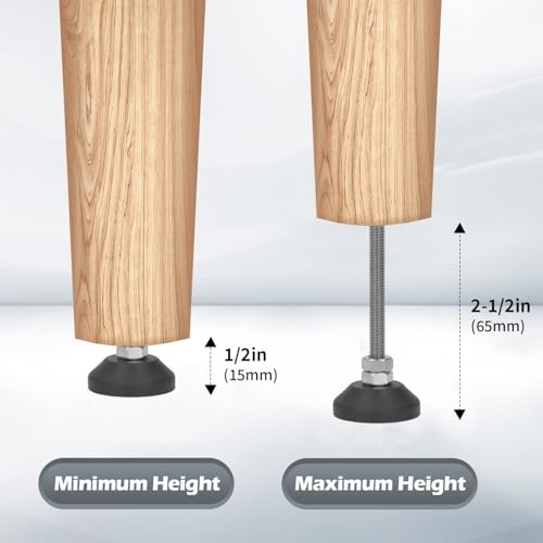 BORDSTRACT Furniture Leveling Feet, 2 pcs M6 10KG Adjustable Levelers & Leg Extenders for Cabinets Sofa Tables Chairs Raiser