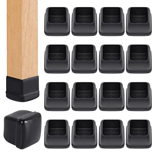 Ezprotekt 24 Pcs Black Chair Leg Sliders for Carpet, Square Chair Glides for Rug, Teflon Furniture Pads Leg Protectors Caps - for Dining Table, Bar Stool, End Table Legs (L Fit:1" - 1.4") - size: L - Black