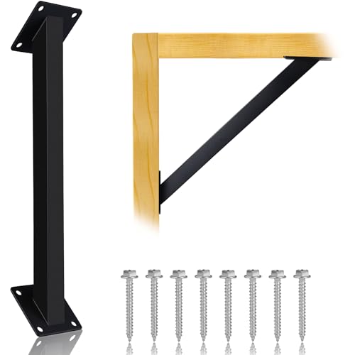 4PC 45°Degree Angle Support Bracket Kit，Pergola Support Bracket Inside Mount Corner Brace 45 Degree,Pergola Terrace Pergola Cabin Elevated（Black） - color: 4PC Brackets