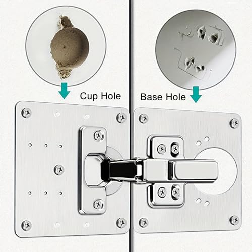 Hinge Repair Plate,Stainless Steel Hinge Repair Brackets,Kitchen Cabinet Repair Plates with Screws for Repair of Door, Home Furniture, Drawer, Boxes, Window, Cupboard (4 Pieces)