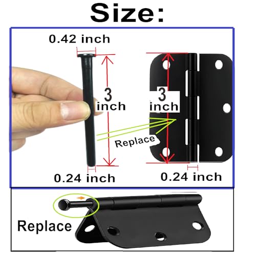 6pcs 3 inch Interior Door Hinge Pins for Doors 3 Inches Oil Rubbed Bronze Pins Screws Replacement Closing,Black - size: 3 Inch