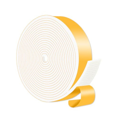 Weather Stripping,Door Insulation,Foam Weather Stripping,Strong Adhesive, Lightproof, Soundproof Foam,Door Seal Strip for Door Frame,Window Frame(White,1 in x 1/8 in x 16.5Ft) - size: 1 In x 1/8 In x 16.5 Ft