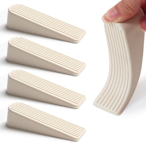 Door Stopper Door Stop Wedge Non Scratching Door Holder Small White - Pack of 4 - color: White