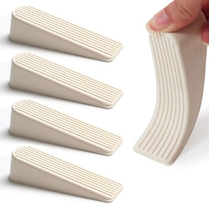 Door Stopper Door Stop Wedge Non Scratching Door Holder Small White - Pack of 4 - color: White