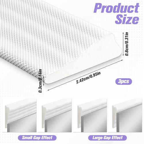 3Pcs 196" Door Insulation White Weather Strip Window Seal Weather Seal Window Gap Filler Stripping for Winter Insulation Foam Self Adhesive Door Gap Filler Noise Blocker Draft Stopper, Wedge