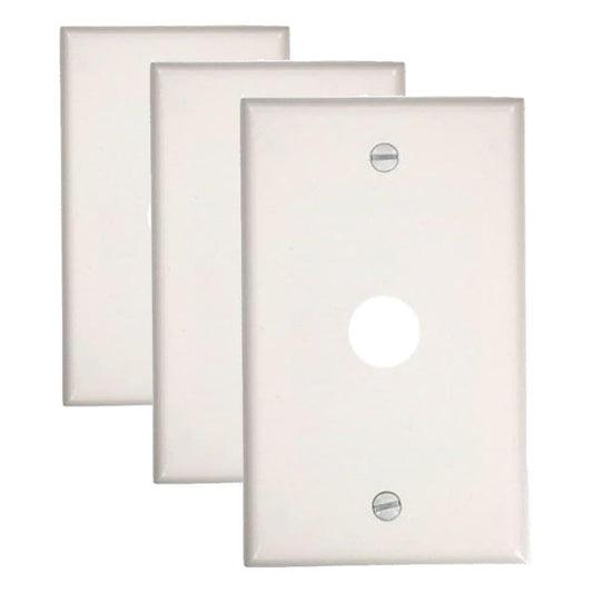 Leviton 1-Gang .625-Inch Hole Device Telephone/Cable Wallplate, Standard Size, Thermoset, Box Mount, 88017, White (Pack of 3) - size: Standard (Pack of 3)