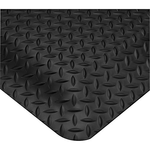 Wearwell PVC 497 Smart Diamond-Plate Medium Duty Anti-Fatigue Mat, Tapered Edges, for Dry Areas, 2' Width x 3' Length x 1" Thickness, Black - color: Black, size: 2x3x1"