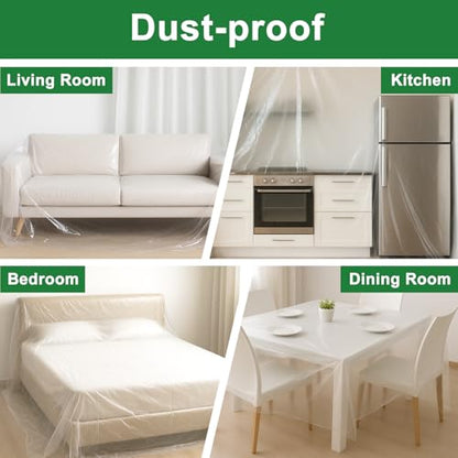6-Pack 9x12 ft Painter Plastic Drop Cloths Sheet,Waterproof Anti-dust Cover, Disposable Tarp for Painting for Couch/Furniture Cover - size: 6pack