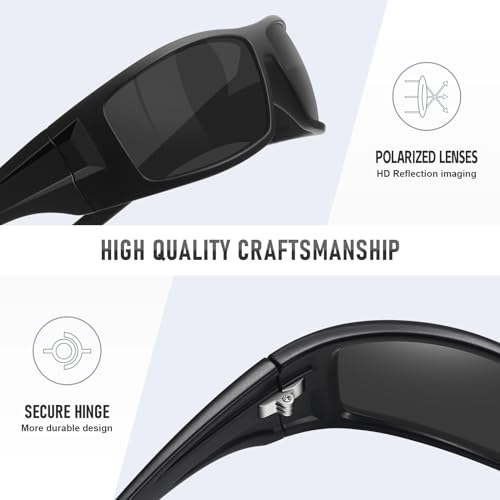 Polarized Sports Sunglasses for Men Women Unbreakable Frame Cycling Fishing Wrap Around Sunglasses UV400 Protection - color: 1-black Frame/Gray Lens