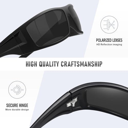 Polarized Sports Sunglasses for Men Women Unbreakable Frame Cycling Fishing Wrap Around Sunglasses UV400 Protection - color: 1-black Frame/Gray Lens