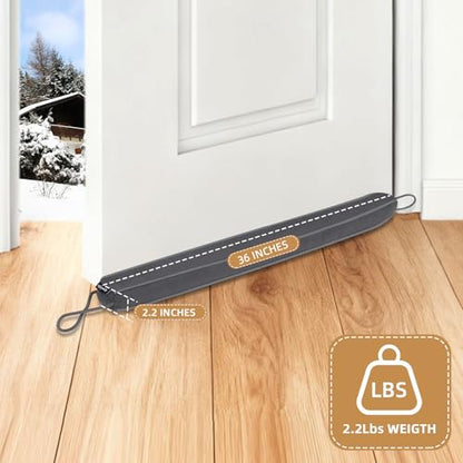 Door Draft Stopper for Bottom of Door and Window, Heavy Duty Guard Gap Snake Stripping, Cold Air Blocker, Warm Air Sealer, Door Noise Blocker with Hanging Loop, 36 inch, Grey - size: 36 inch