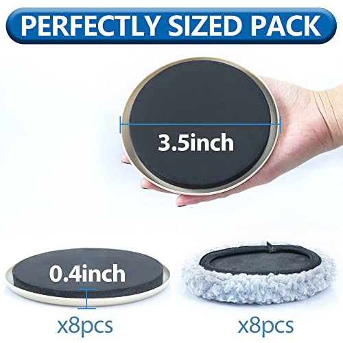 Furniture Sliders, Multi-Surface 2-in-1 Reusable Sliders for Carpet & Hardwood Floors, 8 Pack 3 1/2" Moving Pads and 8 Hardwood Socks, Protect Floors and Easy to Move Your Furniture - size: 8+8 Pack 3.5inch (Grey)