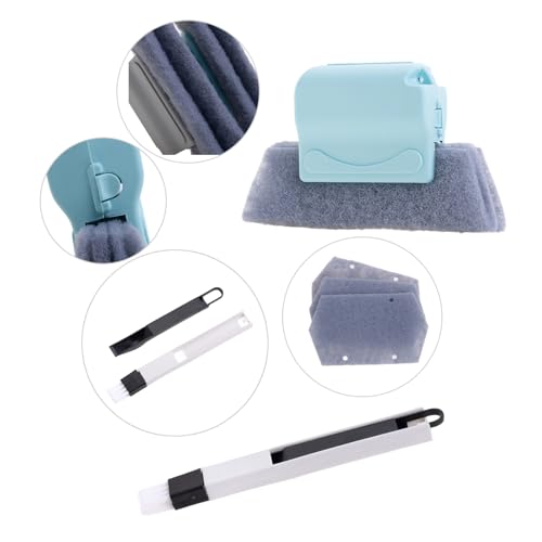 Magic Window Track Cleaning Tools Set, Window Sill Track Cleaner Tools, Clean Scraper, 3Pcs Cleaning Brush and 6Pcs Replacement Cloth, 2Pcs Clean Brush