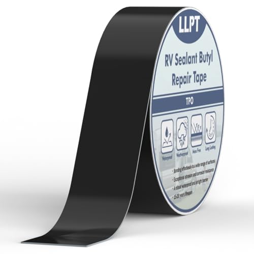 LLPT Roof Seal Tape Black 2" x 50 Ft UV Stable RV Sealant Repair Tape Extreme Durable Waterproof Airtight Patch Tape for Window RV Repair Boat Vent Trailer Camper Motorhome (SV62110BK2) - color: Black, size: 2" X 50 Ft