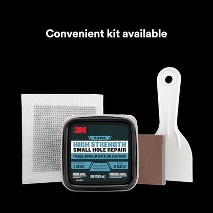 3M High Strength Spackling Compound, 8 oz., Small Hole Repair Primer Enhanced Spackling Compound, Quick & Easy Repair For Nicks & Nail Holes, No Shrinking, Cracking or Sagging (SHR-8-PC-12) - size: 8 Oz.