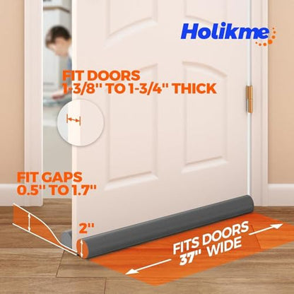 Holikme Door Draft Stopper 2×37 inch, Dark Grey - color: Dark Grey, size: 74 inch