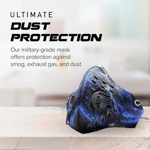 ECO-GEAR Anti Pollution Face Mask with Military Grade Protection | Anti Smoke, Exhaust Gas, Dust & Pollen - color: Blue Mist-large