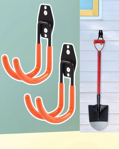 2PCS Wall Mounted Storage Hook is Used for Hanging Steel Heavy-Duty Transparent Hooks, Suitable for Hanging Bicycles, Ladders, Garden Tools, and Large Items in Bathrooms and Kitchens DJA599-04 - color: Orange 2, size: 2 Pieces