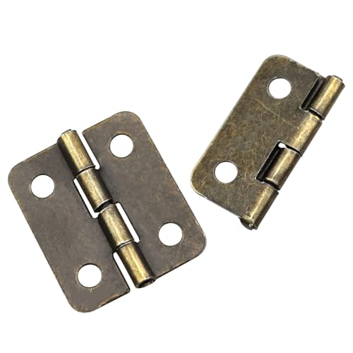 Antique Jewelry Box Hinges Hinges for Wooden Box for Jewelry Box Hardware 8PCS Right Latch and 16PCS Hinge Strap Matching Screw Kit (Bronze)