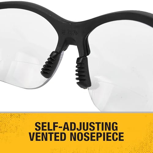 DEWALT DPG59 Reinforcer Rx-Bifocal High Performance Protective Eyeware with Rubber Temples and Protective Eyeglass Sleeve - Clear Lens, 3.0 Diopter - size: Rx-bifocal 3.0