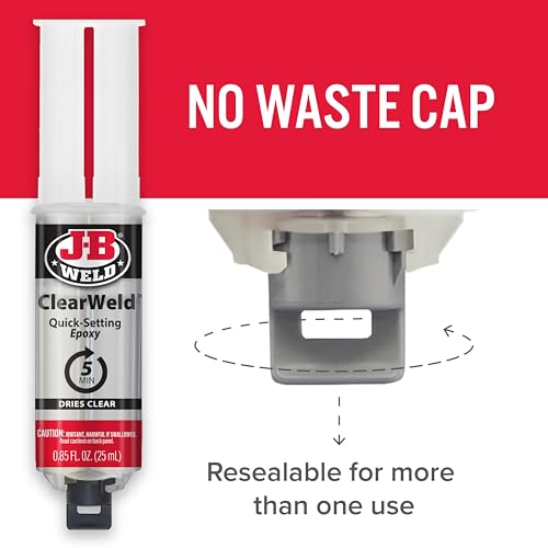 J-B Weld ClearWeld 5 Minute Epoxy, Clear, Syringe, 2 Pack, 50112-2 - size: 25ml - 2 Pack