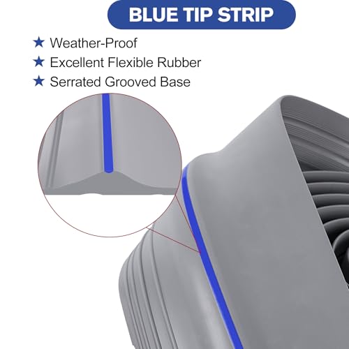 ToLanbbt 20Ft/6M Universal Garage Threshold Seal Strip with 300ml Black Sealants/Adhesives, Garage Door Bottom Weatherproof Strip Rubber DIY Weather Stripping Replacement (Grey-Blue Line) - color: Grey+Blue, size: 20 Ft (incl. 2 adhesives)