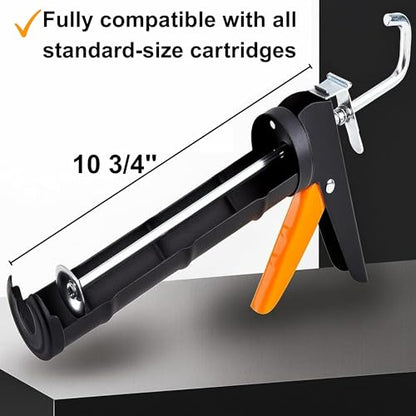 ADAK - Professional Caulking Gun, 10:1 Thrust Ratio, Caulking Gun No Drip, Hand Tool for Silicone & Sealant Application, Smooth Pressure Caulk Gun, Caulking Gun Tool - color: Black