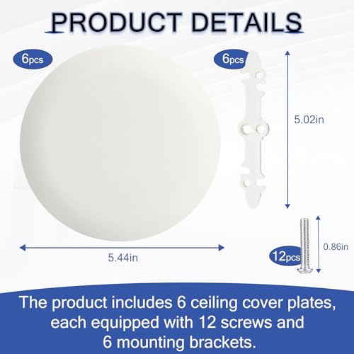 6Pcs CP3540 Ceiling Cover Plate, Round Electrical Box Cover for 3.5-4 Inch Holes, Wall Smog Detector Light Fan Fixture Hole Concealer - color: 6Pcs CP3540