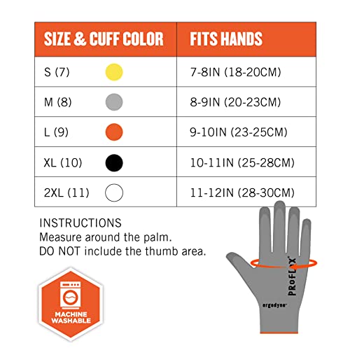 Ergodyne ProFlex 7024 Cut Resistant Work Gloves, ANSI A2, PU Coated Palms for Flexible No Slip Grip, Abrasion Resistant, 13g, Touchscreen Capable, Gray, Extra Large - size: X-Large