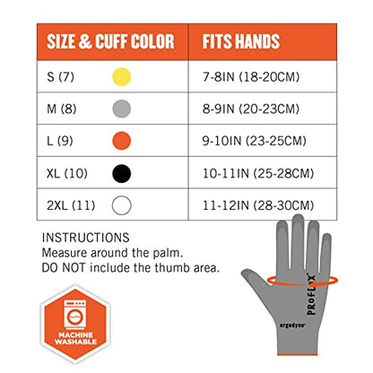 Ergodyne ProFlex 7024 Cut Resistant Work Gloves, ANSI A2, PU Coated Palms for Flexible No Slip Grip, Abrasion Resistant, 13g, Touchscreen Capable, Gray, Extra Large - size: X-Large