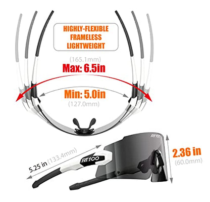 RIDE YOUR WAY Professional wrap around Frameless Cycling Sunglasses for Men and Women - color: Q588k-sw-fm