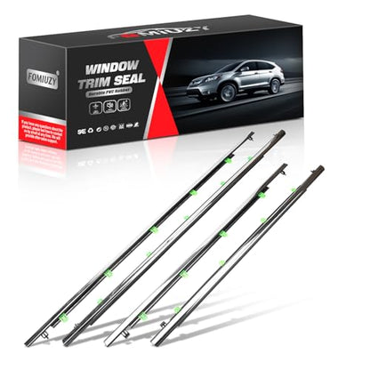 Door Window Trim Seal Weather Stripping Moulding Belt Glass Sweep Felt Kit Fit Honda CRV CR-V 2007 2008 2009 2010 2011 Replaces 72410-SWA-A01 72450-SWA-A01 72910-SWA-A01 72950-SWA-A01(Chrome) - size: Crv 2007-2011