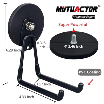 MUTUACTOR Super Strong Magnetic Hooks,2pcs Powerful Magnetic Storage Hooks for Hanging Tools,Heavy Duty Magnetic Garage Hooks for Organizing Power Drill Drivers,Tool Box,Chest or Metal Cabinet - style: 3.46in Magnet L Black Hooks 2PCS