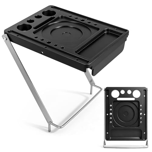 Ladder Tray, Extension Ladder Accessory Multi-Purpose Project Tray for Universal Step ladder, Ladder Work Platform Paint Tray for Tools, Screwdriver, Electric Drill, Paint, 55lbs Weight Rating - color: Black (Ladder Tray)