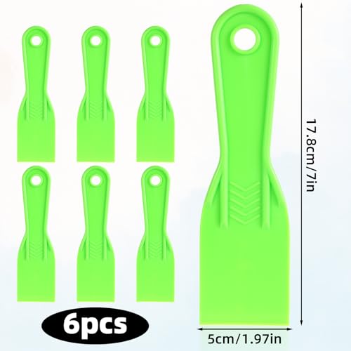 6pcs Plastic Putty Knife, Flexible Putty Scraper Wall Scraper Accessory for Repair Spackling Patching Plastering and Painting(Green) - color: Green