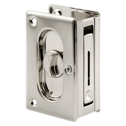 Prime-Line N 7367 Pocket Door Privacy Lock with Pull - Replace Old or Damaged Pocket Door Locks Quickly and Easily – Satin Nickel, 3-3/4” (Single Pack) - color: Satin Nickel