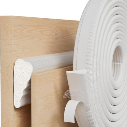 2 pcs 118”Wedge-Shape Foam Window Weather Stripping Door Seal Strip,Soundproofing Frame Winter Insulation Tape for Exterior Front Door,Noise Cancelling Window Inserts,Door Gap Filler Light Blocker