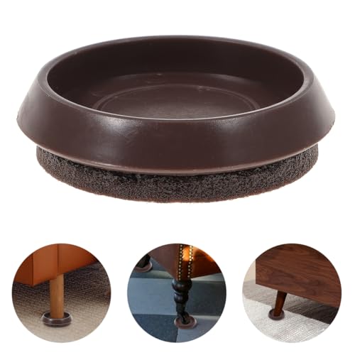 Angoily Non Slip Furniture Pads, 10pcs Round Rubber Caster Cups, Anti-Slip Furniture-Sliders Anti Skid Furniture Feet, Anti Slide Floor Protector Bed Couch Table Chair Hardwood Stoppers Light Brown - size: 5.50X5.50X1.40CM
