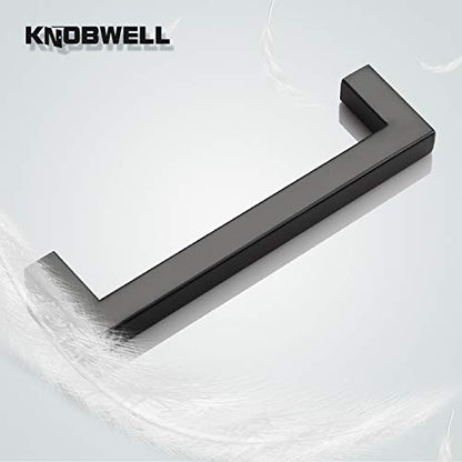 KNOBWELL 6 Pack 5 in Matte Black Kitchen Cabinet Door Handles - Stainless Steel Drawer Dresser Pulls Kitchen Cabinet Handles Black 6 Pack - 5" Hole Centers - color: Matte Black, size: Hole Center:5 inch(128mm)