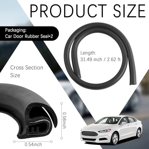 2PCS 2.62Ft Car Door Weather Stripping Rubber,U-Shape Thickened Car Door Seal Strip Rubber Edge Trim for Noise Reduction,Dustproof Push-in Cars Doors Rubbers Seal Strip