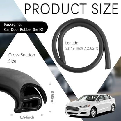 2PCS 2.62Ft Car Door Weather Stripping Rubber,U-Shape Thickened Car Door Seal Strip Rubber Edge Trim for Noise Reduction,Dustproof Push-in Cars Doors Rubbers Seal Strip