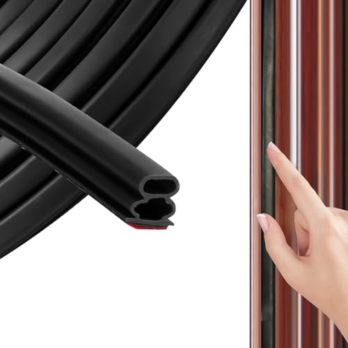 Door Weather Stripping Seal Strip - Self-Adhesive Rubber Soundproofing Weatherstrip for Door Frame, Windows -Insulation & Dust Proof Easy Cut to Size (Black, 20FT) - color: Black, size: 20FT