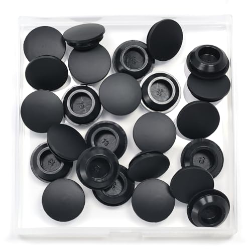 25 Pcs 13 mm Silicone Rubber Plugs Snap in Locking Hole Plugs for 12-13 mm (7/16"-1/2") Round Holes, Flush Type Rubber Stoppers, Flexible Tube Pipe End Caps Covers, Waterproof Sealing Plugs, Black - color: Black, size: DH:1/2"(13mm)