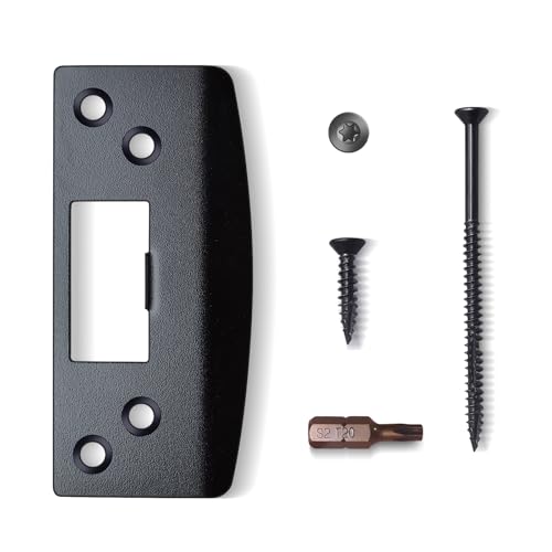 Extra Large Door Strike Plate, Heavy Duty Version, Oversized Striker Plate, Reinforced Latch Guide Plate with Large Hole, Fix Door Won't Latch in, Cover Worn Jamb Slot (Matte Black, 1 Pack) - color: Matte Black, size: 1 Pack