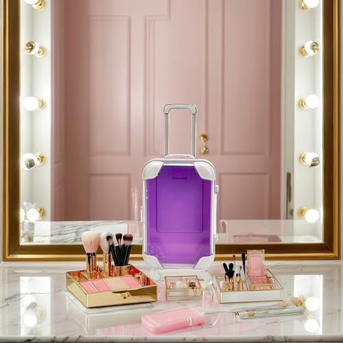 False Eyelash Storage Box, Portable Travel Organizer Mini Luggage False Eyelash Tray Makeup Tool (PURPLE) - color: PURPLE
