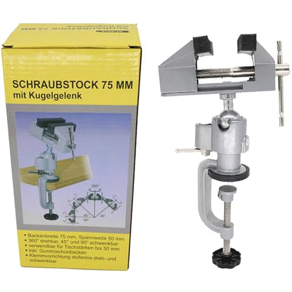 3 Inch Universal Swivel Table Vise,Rotates 360° Table Clamp,Adjustable Jaws for Jewelry Making,Model Building, Portable Workbench Vise
