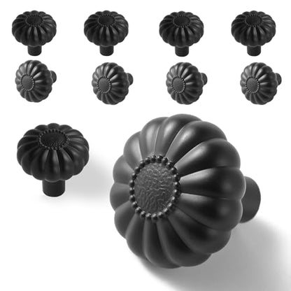 Matte Black 8 Pack Drawer Cabinet Knobs Kitchen Closet Dresser Cupboard Furniture Pulls Bathroom Bedroom Drawers Cabinets Hardware Flower Farmhouse Single Hole Knob Vanity Handles Solid Zinc Alloy - color: Alloy Matte Black, size: 8pack