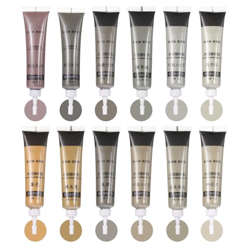 HARFINGTON 12 Colors Wood Filler Scratch Repair Kit Touch Up Filler Wood Paint for Repairing Scratches Cracks Holes on Wooden Floors Cabinet, Table, Modern Gray Series - color: Modern Gray Series