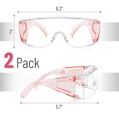 UNCO- Safety Goggles Over Glasses, Protective Goggles, Anti Fog, Work, Safety Glasses Over - color: Light Pink, size: 2 Pack