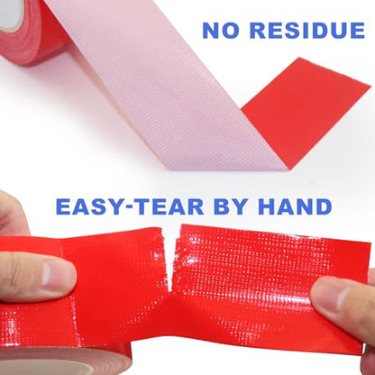 Duct Tape Red, 2 Inches x 32 Yards, Heavy Duty Waterproof, Strong, Durable, Easy-Tear by Hand, Residue-Free for Home Repairs, Industrial, Fixed Carpet Edge, DIY Projects - color: Red